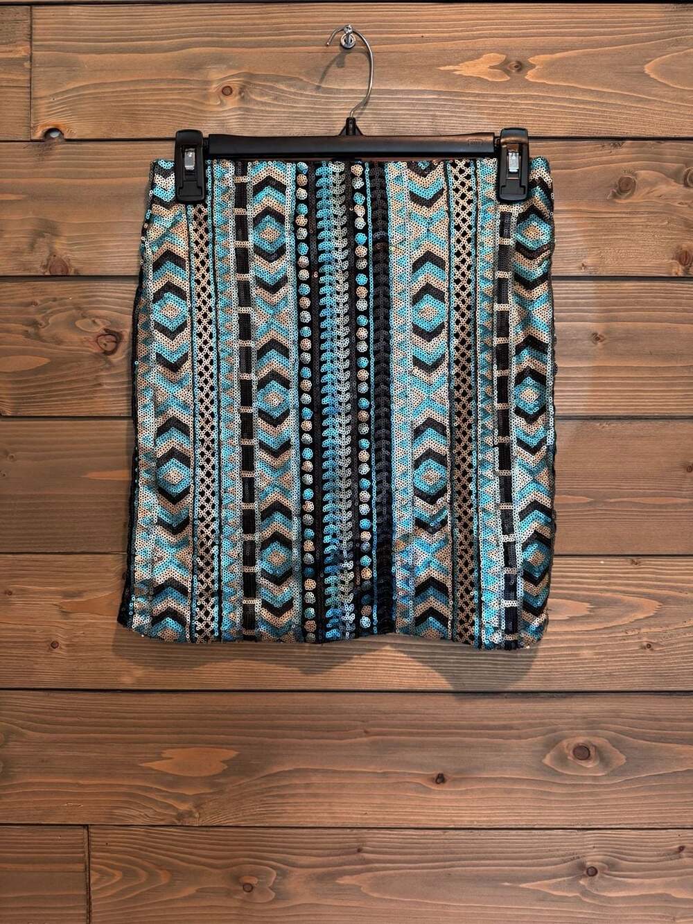 B Sharp Geometric Tribal Sequin Mini Skirt Size S